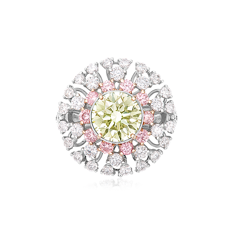 GIA 黃綠鑽戒 2.07 克拉