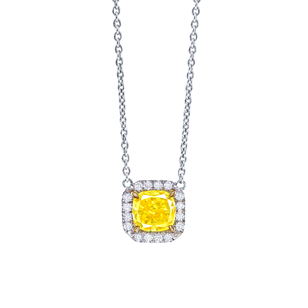 GIA 0.94克拉 艷彩黃鑽墜鍊
Fancy Vivid Yellow Colored 
Diamond Necklace