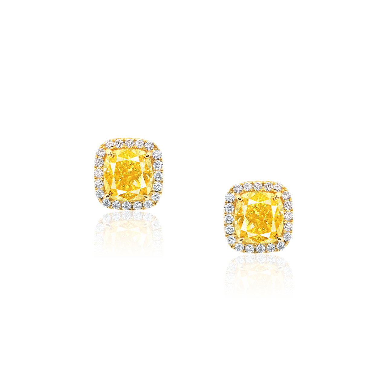 GIA 2.89克拉 黃鑽耳環  GIA Yellow Diamond Earrings
