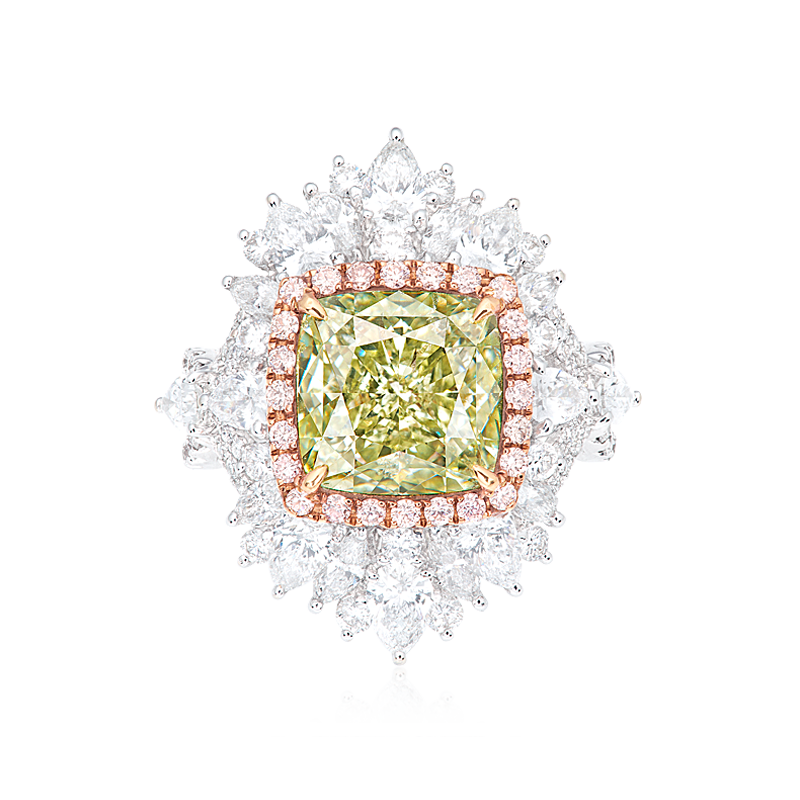 GIA 黃綠鑽戒 5.10 克拉