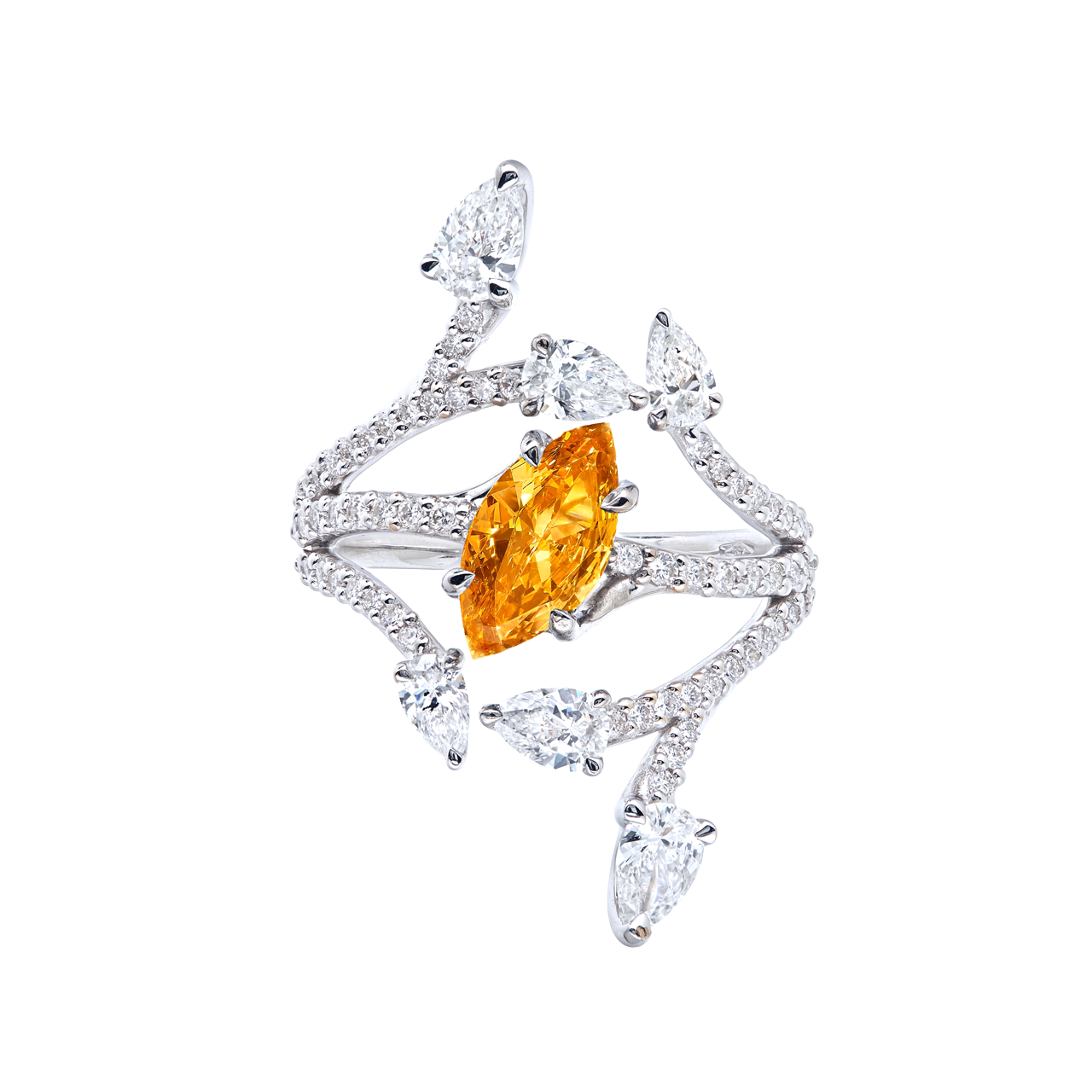 GIA 1.38克拉 深彩馬眼橘鑽戒
Fancy Deep Orange Colored
and Diamond Ring