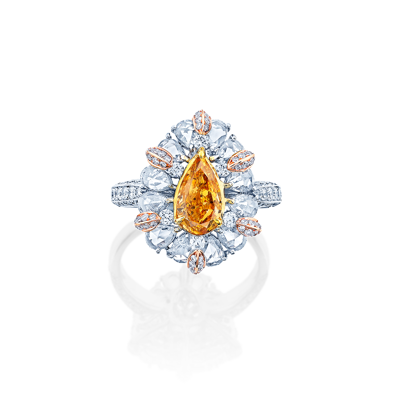 GIA 1.00克拉 艷彩黃橘鑽戒
Fancy Vivid Yellow -Orange Colored 
Diamond Ring