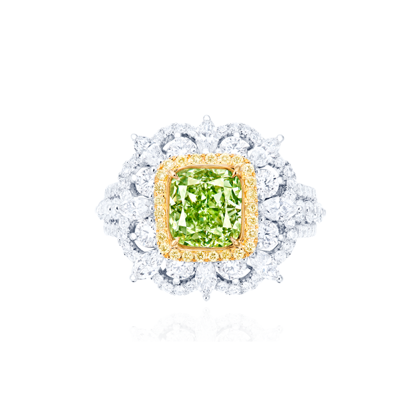 GIA 2.00克拉 綠鑽鑽戒
Fancy Yellowish Green Colored
Diamond And Diamond Ring