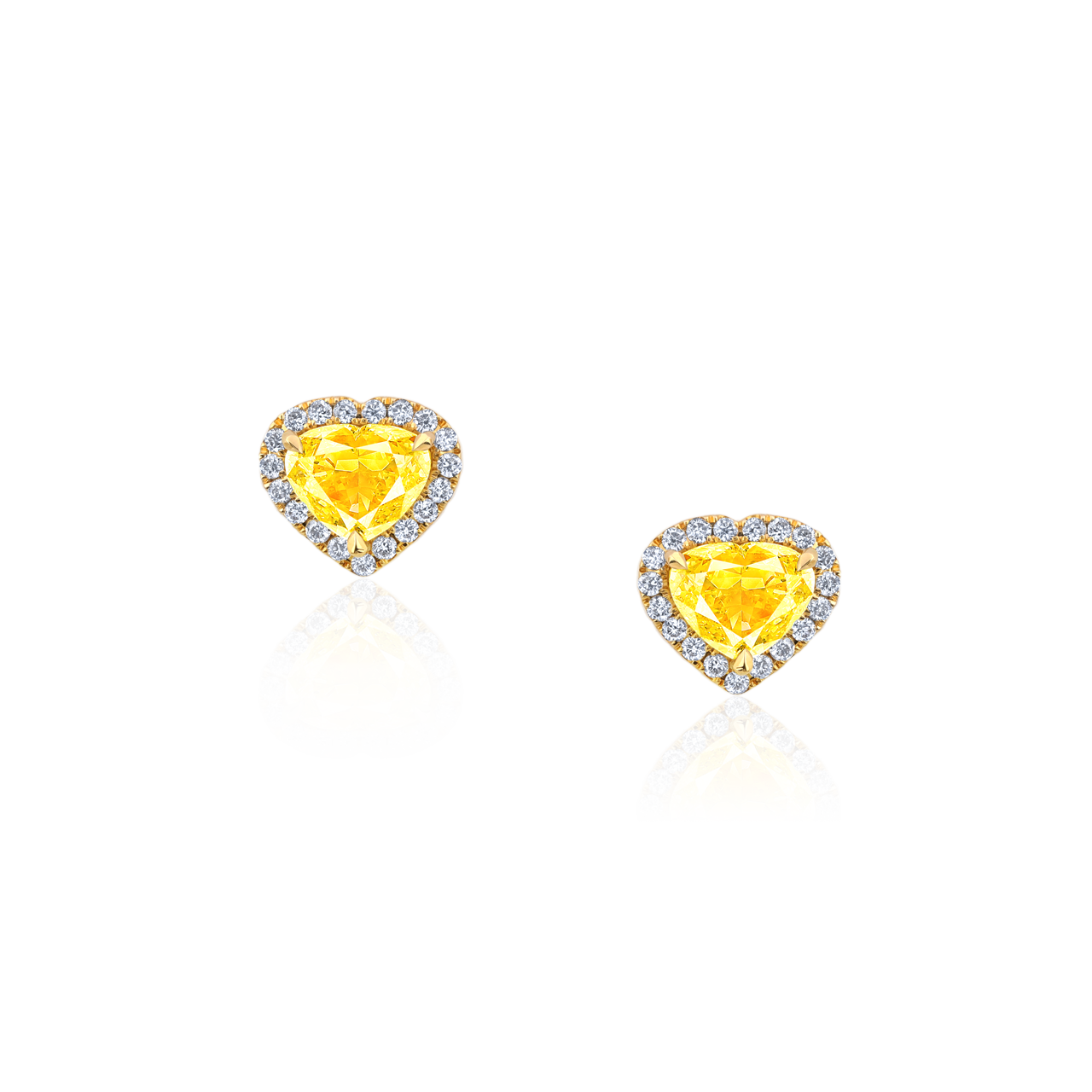 2.01克拉 心形黃鑽耳環 Heart-Shaped Yellow Diamond Earrings