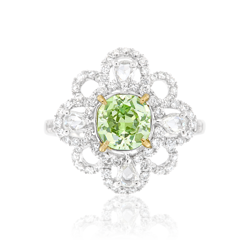 GIA 黃綠鑽戒 1.00 克拉