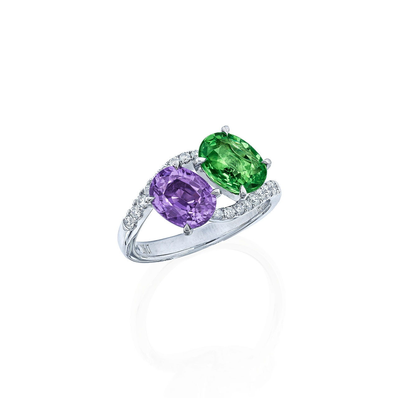 1.99克拉 沙弗萊 2.06克拉 紫剛戒 Tsavorite and Amethyst Ring