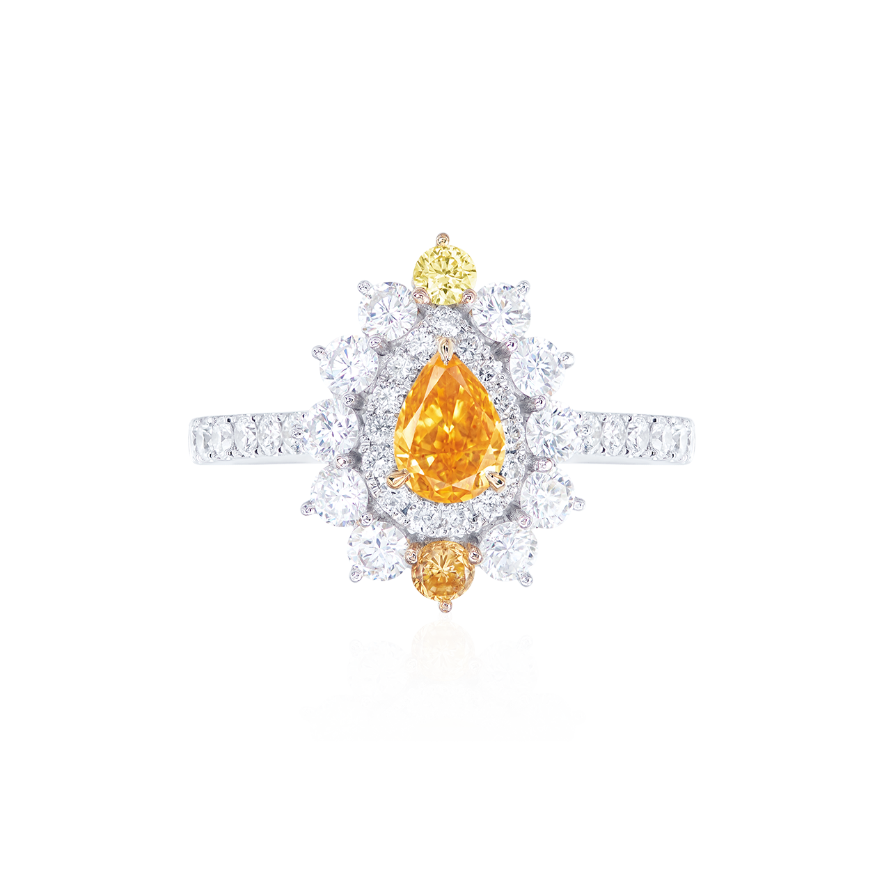 GIA 0.41克拉 艷彩黃橘鑽鑽戒
Fancy Vivid Yellow- Orange Colored
Diamond and Diamond Ring