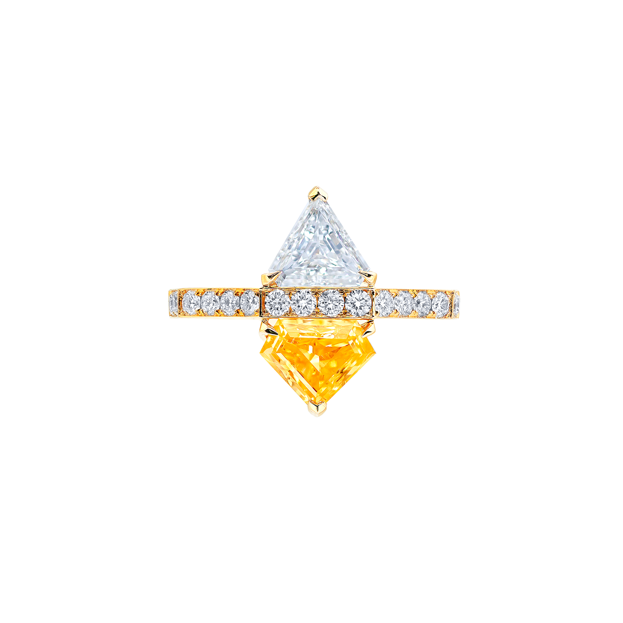 GIA 0.97克拉 濃彩橘黃彩鑽鑽石戒
FANCY INTENSE ORANGE-YELLOW 
COLOURED DIAMOND AND DIAMOND RING