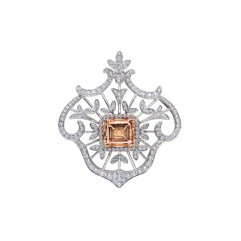 GIA 橘棕彩鑽鑽石掛墜 5.02克拉
Fancy Orange - Brown Colored 
Diamond and Diamond Pendant