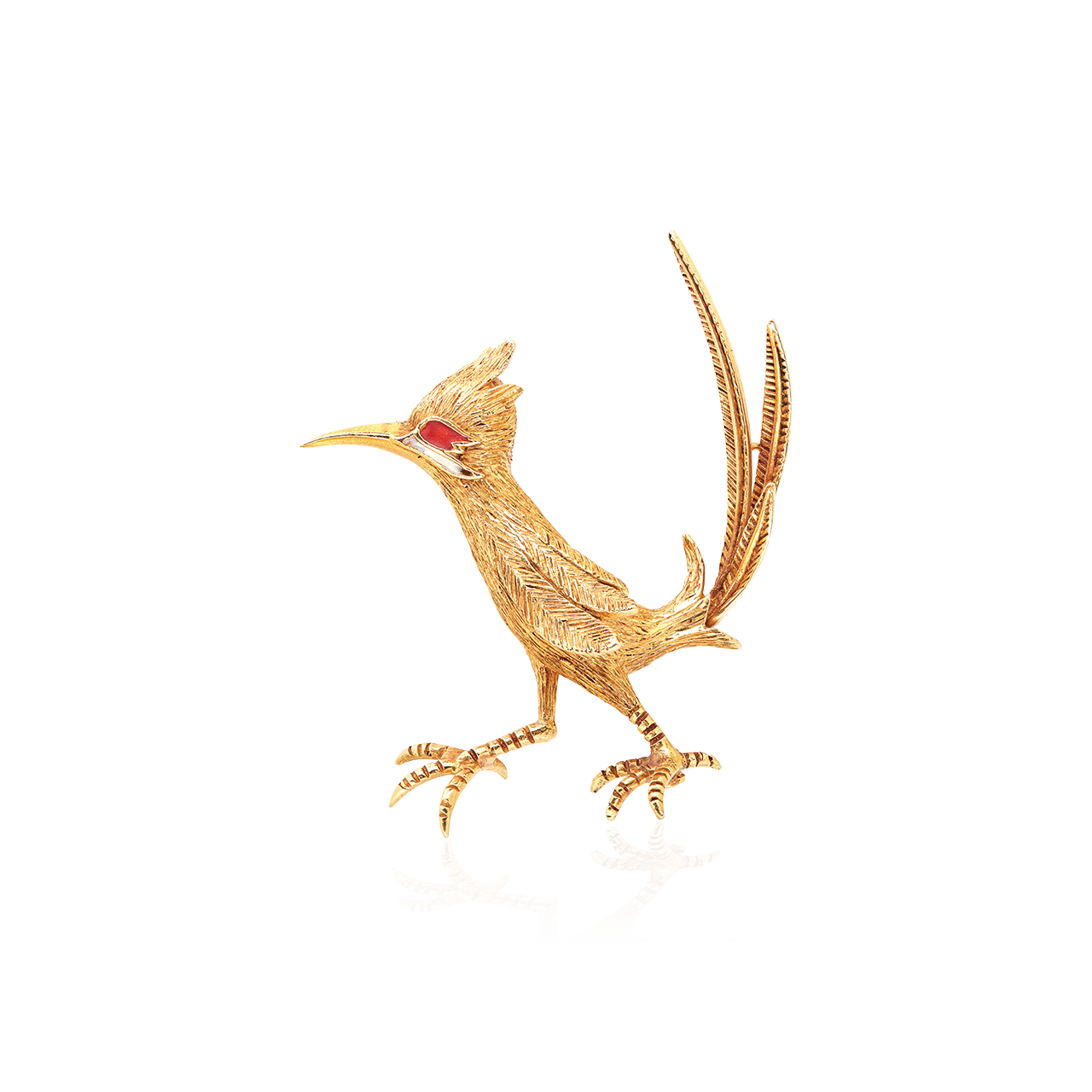 法國古董黃金紅寶嗶嗶鳥造型胸針, CIRCA 1960
Gold And Ruby Vintage 'Road
Runner Bird' Brooch, French,
Circa 1960