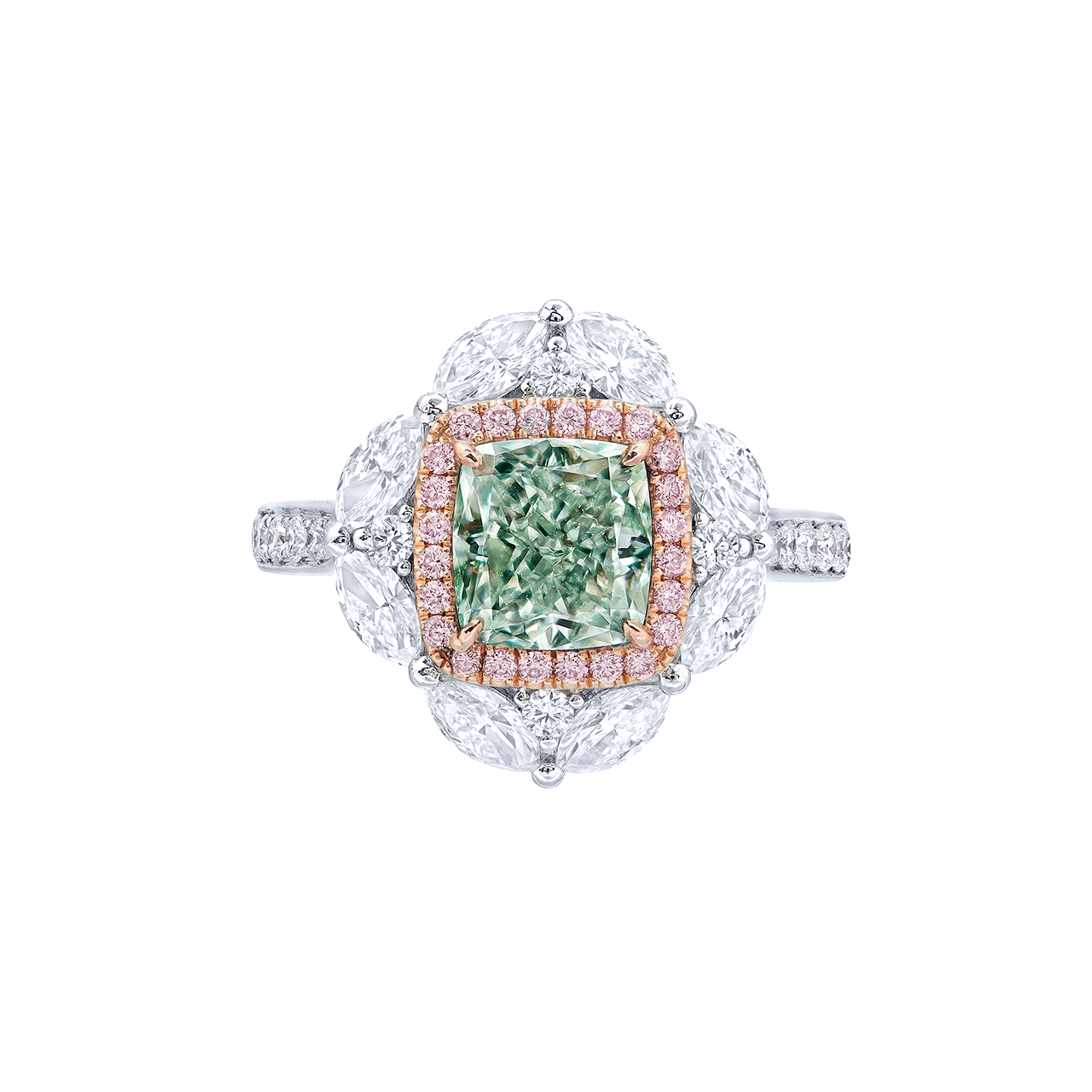GIA 2.03克拉 淡彩綠鑽鑽戒/墜 二用
Fancy Light Green Colored Diamond 
and Diamond Ring / Pendant