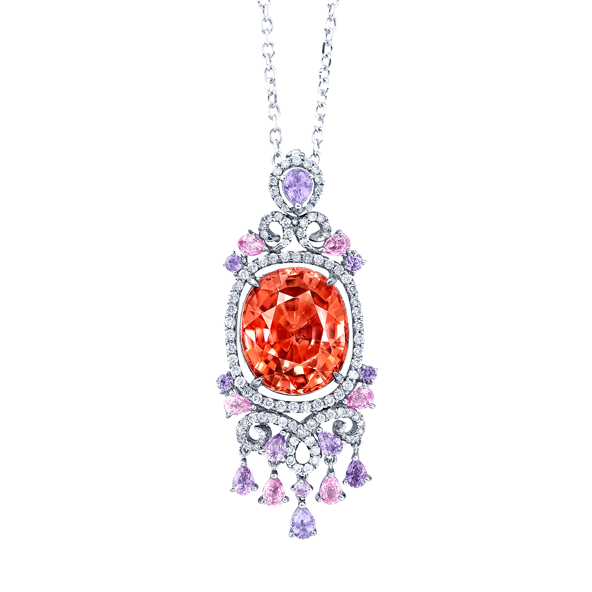 11.84克拉 彩色碧璽鑽石墜鍊
Multi-Colored Tourmaline and 
Diamond Pendant Necklace