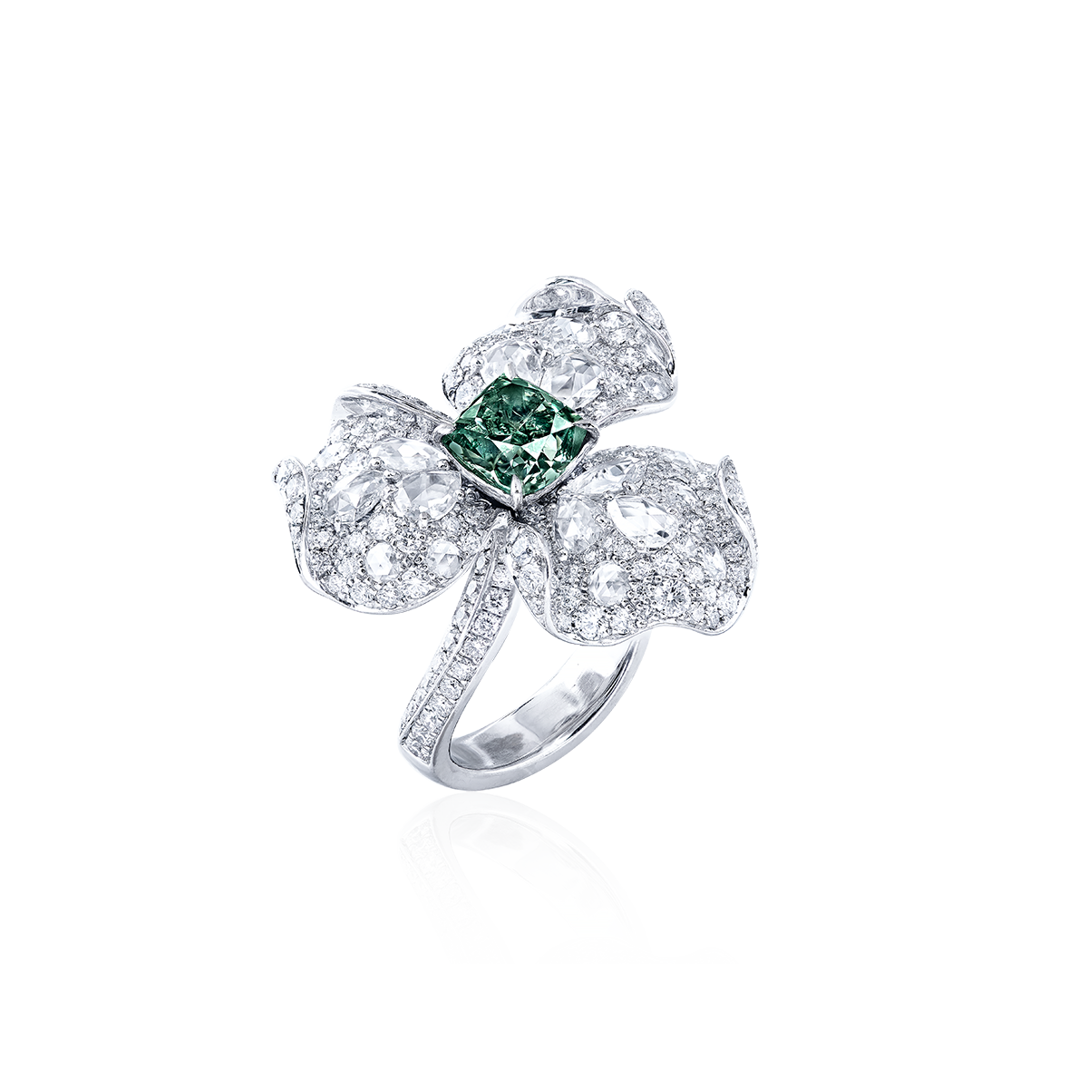 GIA 1.93 克拉 深彩綠鑽鑽戒
Fancy Deep Green Colored 
Diamond and Diamond Ring