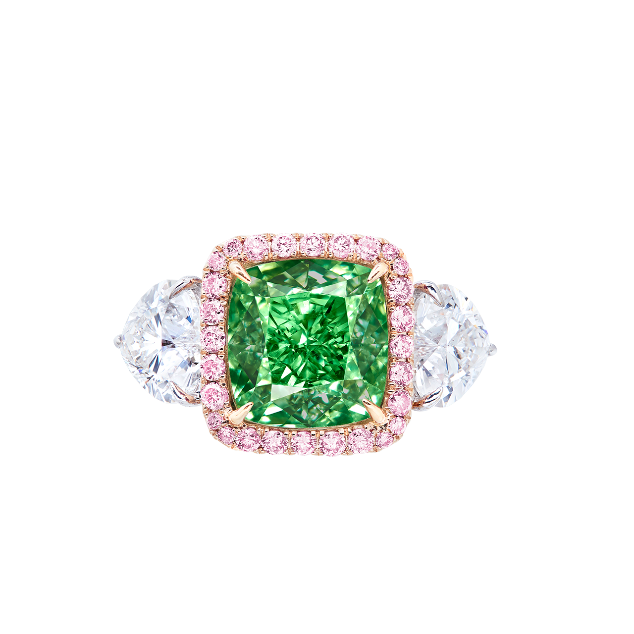 GIA 5.01 克拉 濃彩綠鑽鑽戒