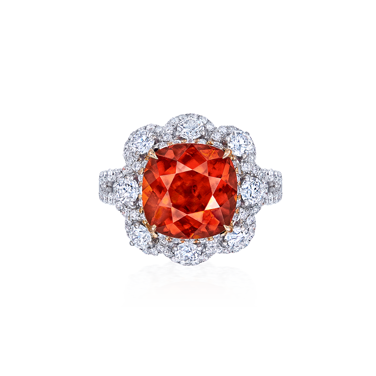 6.09克拉 鈣鋁榴石鑽戒
Natural Hessonite -Grossular Garnet 
and Diamond Ring