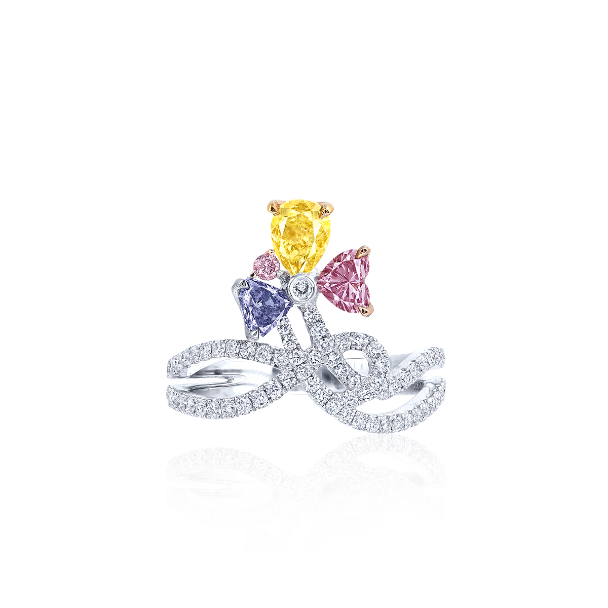 阿蓋爾粉鑽與GIA彩鑽鑽戒
Pink Diamond from Argyle Mine, 
Multi- Colored Diamond 
and Diamond Ring