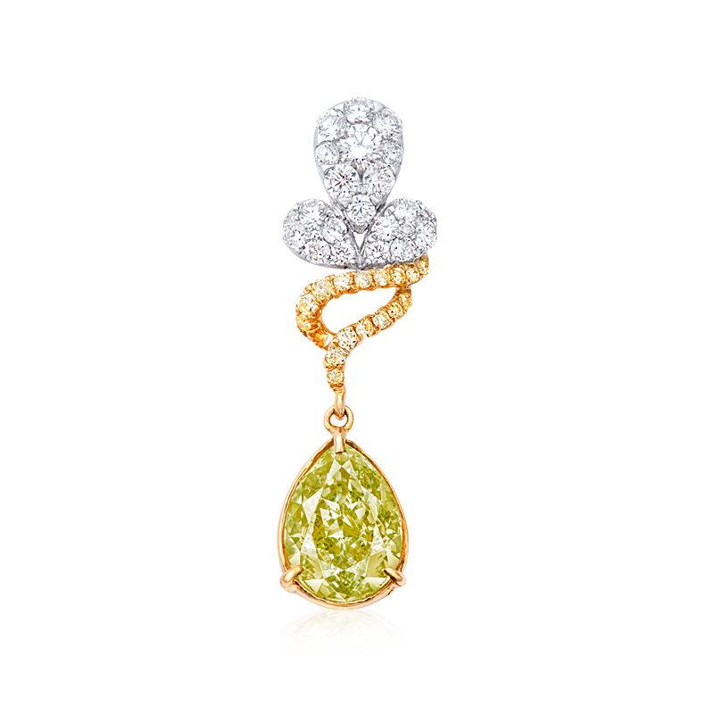 GIA 黃綠鑽墜 3.02 克拉
