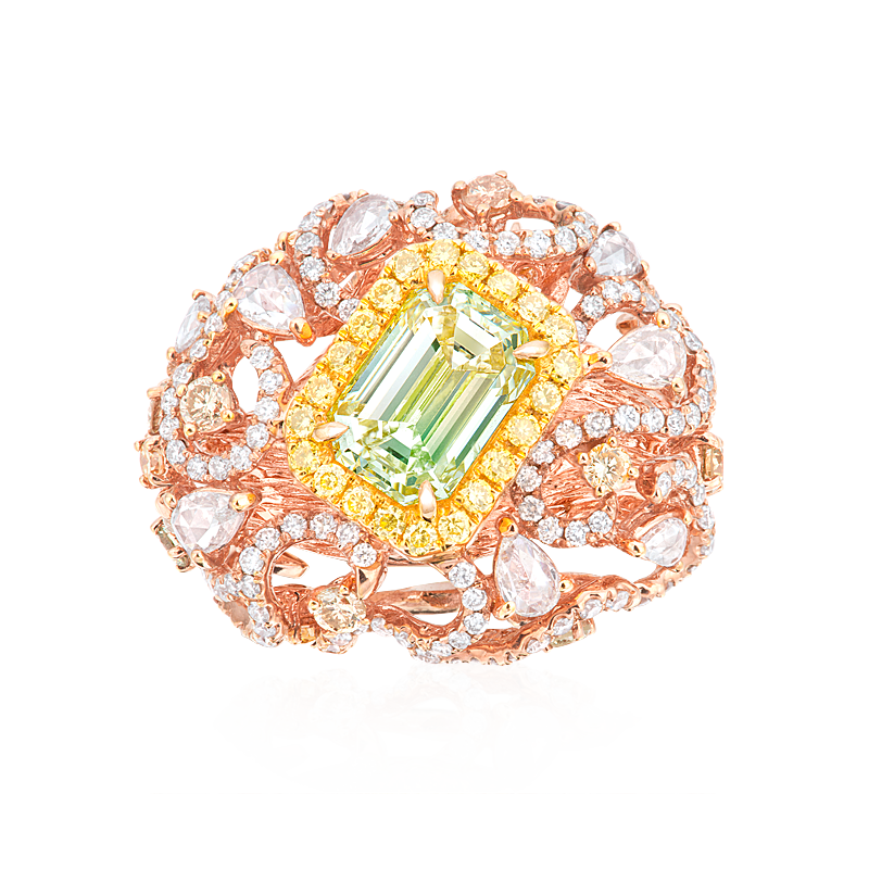 GIA 黃綠鑽戒 2.02 克拉