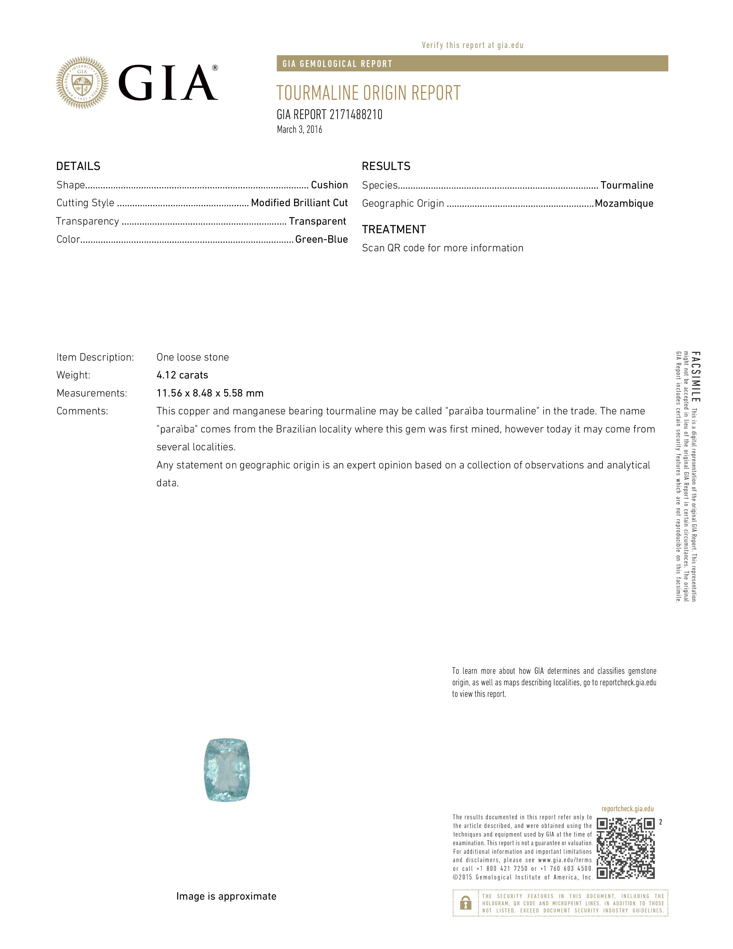 4.12 克拉 Paraiba藍碧璽戒
PARAIBA AND DIAMOND RING